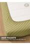 1-Piece Microfiber Fitted Sheet Striped,Color: Olive, King (180x 200 cm), Design Soft Fabric Deep Pocket Elastic Edge Bed Linen - 3