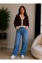 Women's V-Neck Buttoned Striped Short Crop Jacket-Cardigan - 5