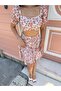 طقم تنورة قصيرة بنقشة زهور - 2