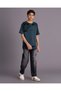 Senior Boys Teal Flock Print Over Size T-shirt - 2