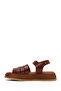 Women's Brown Buckle Thick-Soled Leather Sandals 26Sfd332718 - 3