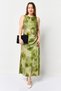 Women Floral Print Satin Maxi Dress, Multicolor