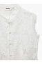X Melis Ağazat - Sleeveless Floral Textured Stand-Up Qipao Collar Guipure Lace Blouse - 6