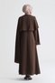 Stylish Dress with Shawl Detail in Brown - 7