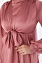 Front Tie Evening Dress Rose - 25342 - 5