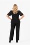 Women's Black Plus Size Stone Embroidered Short Chiffon Sleeve Bottom Top Evening Dress Set Hzl26S-Trv15001 - 4