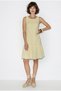 Women's Yellow Scallop Embroidered Lined Pocket Detailed Ruffled Hem Muslin Dress 7719 60286373 - 5