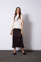 Pliated Skirt with Elastic Waist Brown