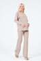 Maternity Side Zipper Long Sleeve High Waist Wide Leg Soft Touch Tracksuit Set Beige