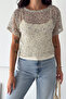 Women's Sequined Transparent Blouse and Undershirt Two-Piece Set Short Sleeve Stylish Top - 3