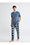 Esvab • Modern & Distinctive Standard Fit Checkered Embroidered Men's Pajama Set