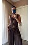Women's Brown Gold Buckle Underwire Corset-Look Bustier Blouse - Stylish Event Combination 8044 - 3