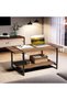 2-Tier Coffee Table, Middle Table Made of Wood in Country House Style with Shelf, Living Room Table, Rectangular Side Table with Metal Frame for the Home Office in the Living Room, Dark Walnut, One - 7