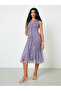 Purple Lace Sleeveless Mermaid Hem Midi Dress - 3