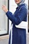 Buttoned Denim Cap with Elastic Sleeves - Dark Blue - 3