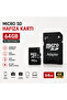Micro Sd Memory Card 64 -128 - 256 Gb Class 10 4K Uhd Compatible Microsdxc Water and Shock Proof with Sd Adapter