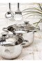 6-Piece Cookware Set - Durable Stainless Steel Induction Base Pots, Pans, Kitchen Utensils Set - 8