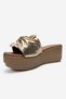Jeff Gold Genuine Leather Bowknot Women's Wedge Heeled Slippers - 6