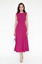 Women's Fuchsia Slim Fit Padded Midi Event Dress