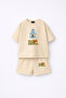 Super Bear Adventure Super Bear Printed Oversize 100% Cotton T-Shirt Shorts 2-Piece Children's Set