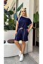 Women's Plus Size Viscose Soft Textured Flexible T-Shirt Shorts Tracksuit Set 28001 - 5