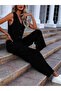 Women's Sleeveless V-Neck Front Buttoned Imported Crepe and Trousers Double Suit - 2