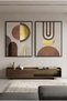 Geometric Abstract Islamic Wall Art | Framed Canvas Print with Gold Foil Embossed | Luxury Modern Decor for Living Room, Bedroom, Office & Gift (Set of 2)