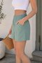 Women's Flexible Lycra Shorts with Pockets, Stretchable Synthetic Fabric, Regular Waist Short Shorts -C632-Green - 5