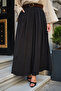 Women's Pleated Front, Elastic Waist and Belted Loose Fit Pants Black