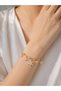 Brass Gold Color Lotus Detail Charm Women's Bracelet - 2