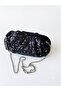 Shiny Black Sequin Clutch Evening Bag - 4