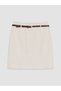 Vizyon New Season Belted Linen Blend Mini Skirt