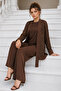 Sequined Hijab Suit A9253 Brown - 2