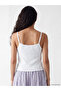 White Brooklyn Printed Rope Strap Women's Ribbed Crop Top - 4