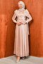 Mink Belted Draped Janjan Evening Dress - 3