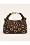 Bella Brown Women's Hand and Shoulder Bag with Eyelet Detail - 2
