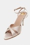 Monica Dark Beige Satin Ankle Belt Detailed Women's Thin Heeled Shoes - 6