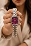 Snies Women's Silver Steel Band Claret Red Dial Rectangular Oval Case Elegant Quartz Wristwatch |   Vintage Luxury 2026 - 6