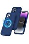 iPhone 14 Pro Max + 2 Pack Tempered Glass Screen Protector Magsafe Silicone Case, Blue