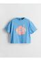 Mercan Crew Neck Palm Tree Printed Girls' T-Shirt (S5)