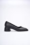 Women's Black Leather 4cm Heeled Shoes Tr18Ms14D - 2