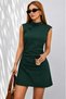 Women's Elegant and Chic Mini Crepe Dress with Drawstring Waist Detail and Ribbon Collar