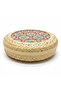 Handwoven Round Rattan Box with Geometric Pattern Lid – 20 cm | Decorative Storage & Gift Box