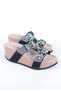 Women's Imported Stone Detailed Wedge Heeled Anatomical Cork Sole Slippers Black - 2