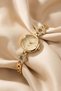 Genius Women's Gold Steel Watch with Champagne Textured Dial and Stone Detail Luxury Quartz Wristwatch - 3
