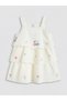 Baby Girl Square Collar Floral Embroidered Cotton Summer Dress Cream - 2