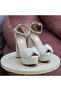Women's White Stone Embellished Thick Platform Heeled Evening Dress and Bridal Shoes - 3