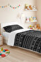 Black Geometric Modern Young Room Single Pique Set - Ethnic 160X220 cm Quilted Bedspread - 6