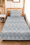 Blue Geometric Modern Young Room Single Pique Set-Grey Plaid 160X220 cm Quilted Bedspread - 4