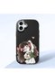 iPhone 16 Plus Compatible Case with Camera Protection Black Silicone Couple Phone Case with Girl Pattern